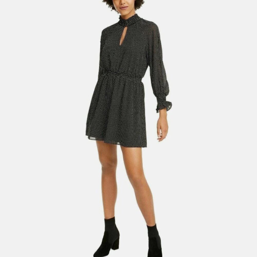 New Rachel Rachel Roy‎ Black White Polka Dot High Neck Midi Dress size 3X